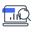 Icon of a computer with a spyglass